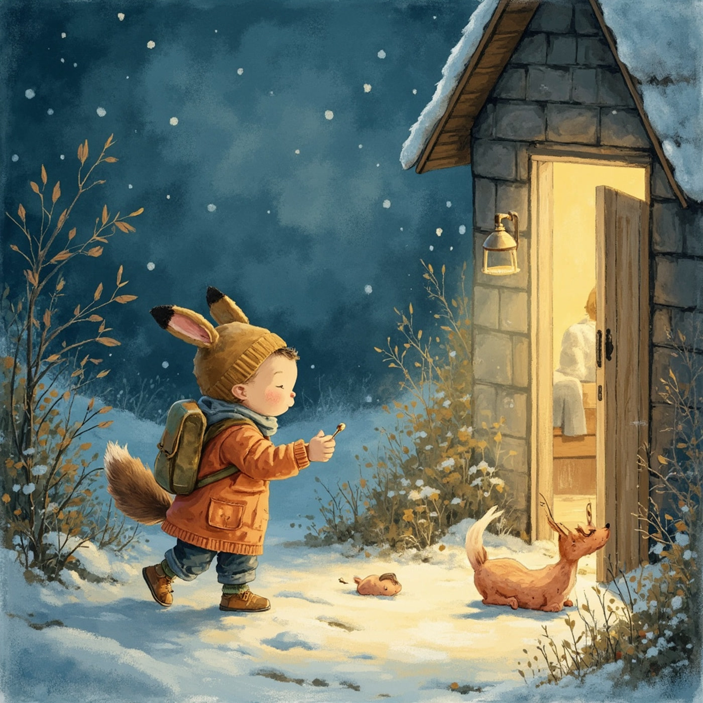 Ilustrace k pohádce Cestička z měděných lístků