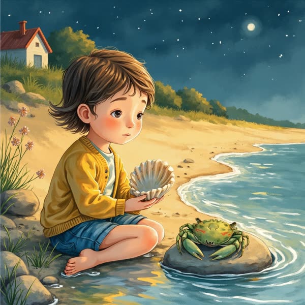Ilustrace k pohádku Mušle pro dvě nálady