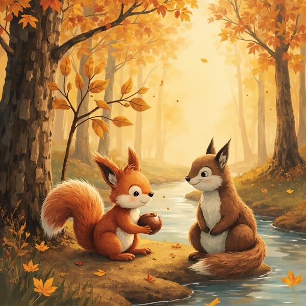 Ilustrace k pohádku Oříšek, který si pamatoval les