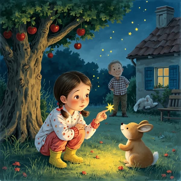 Ilustrace k pohádce Rozárka a zelené lucerničky