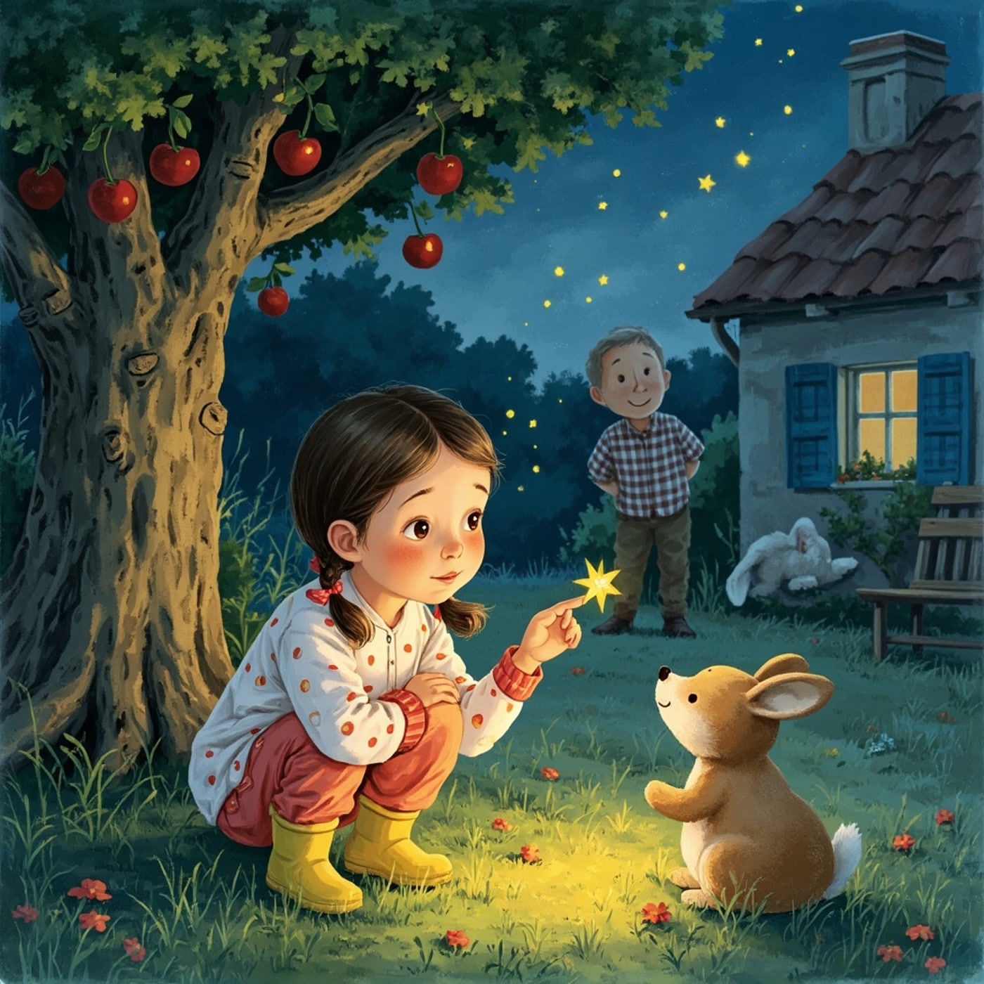 Ilustrace k pohádce Rozárka a zelené lucerničky